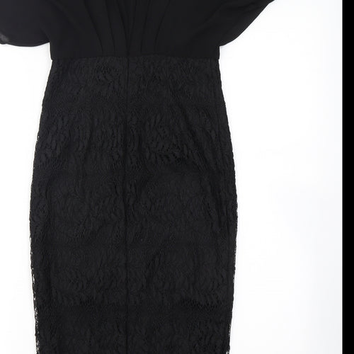 Girl In Mind Womens Black  Polyester Pencil Dress  Size 10  Crew Neck Zip