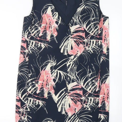 NEXT Womens Blue Floral Polyester Pencil Dress  Size 10  V-Neck Snap