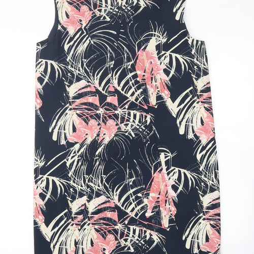NEXT Womens Blue Floral Polyester Pencil Dress  Size 10  V-Neck Snap