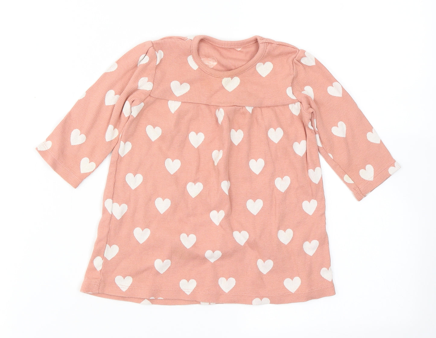 George Girls Pink Polka Dot Cotton Skater Dress  Size 6-9 Months  Crew Neck
