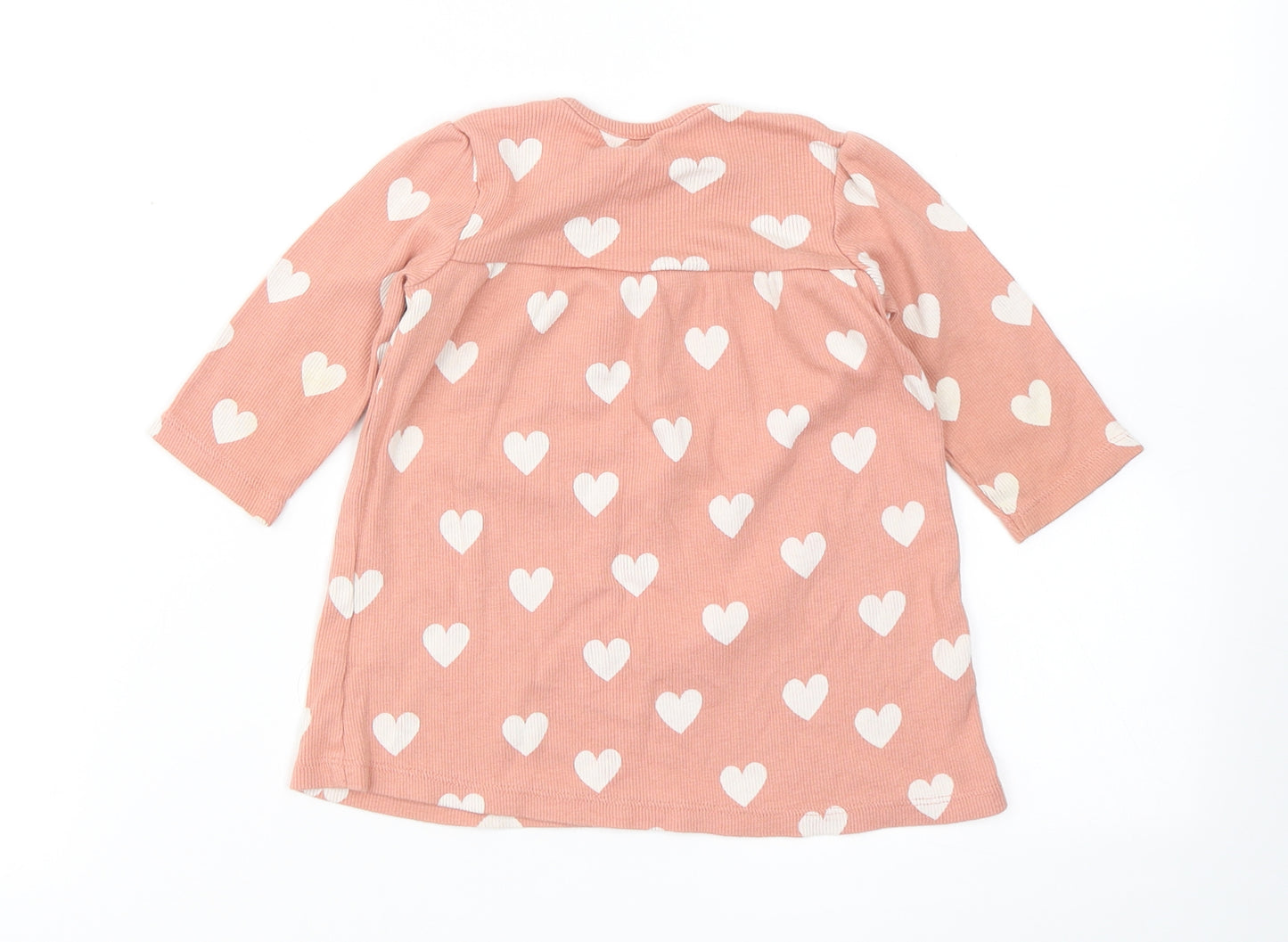 George Girls Pink Polka Dot Cotton Skater Dress  Size 6-9 Months  Crew Neck
