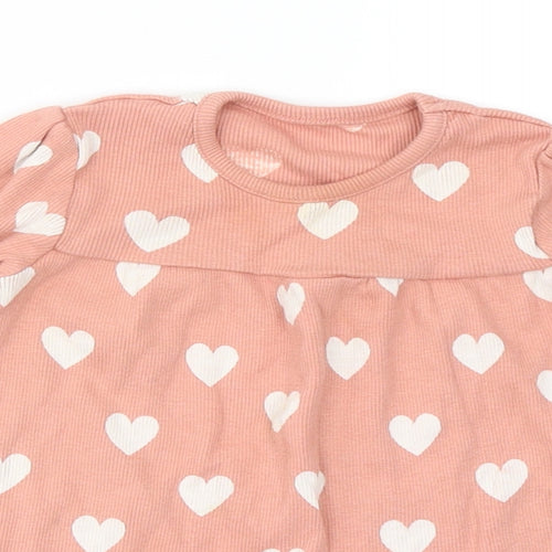 George Girls Pink Polka Dot Cotton Skater Dress  Size 6-9 Months  Crew Neck