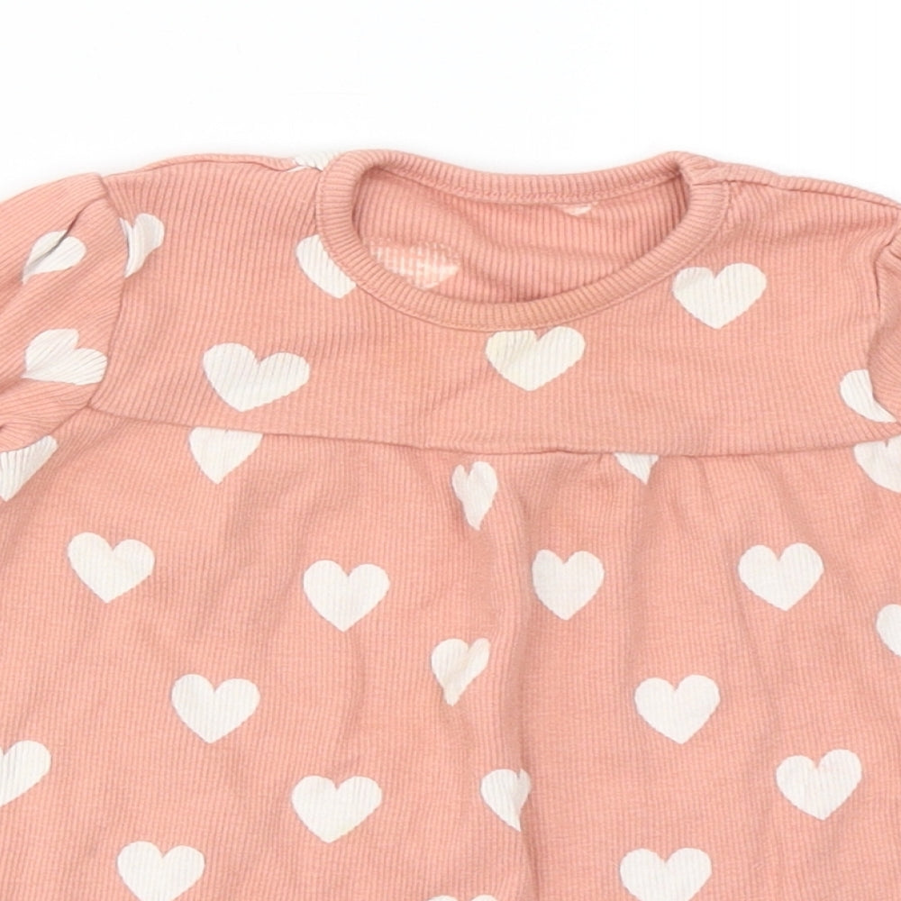 George Girls Pink Polka Dot Cotton Skater Dress  Size 6-9 Months  Crew Neck