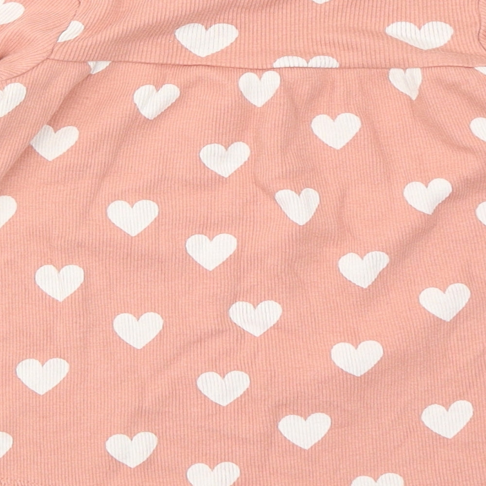 George Girls Pink Polka Dot Cotton Skater Dress  Size 6-9 Months  Crew Neck