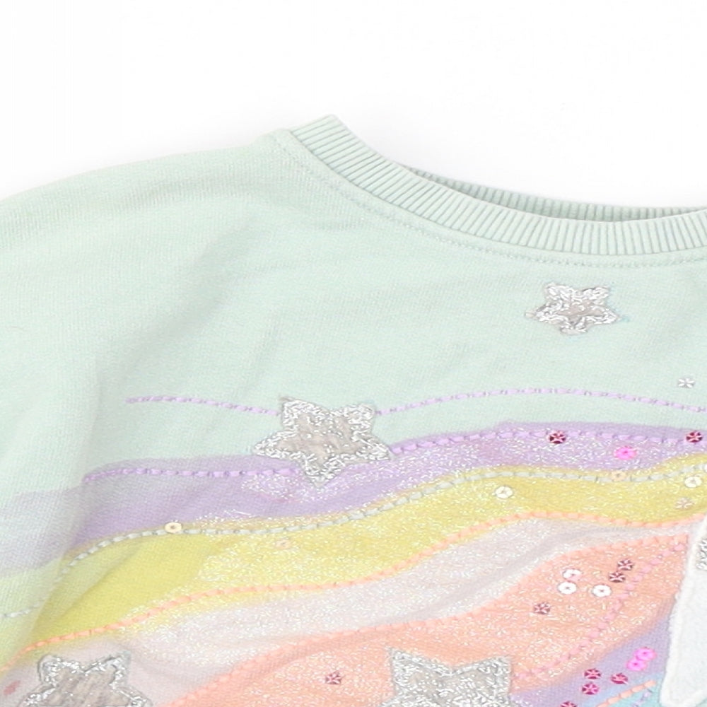 NEXT Girls Blue  Cotton Pullover Sweatshirt Size 2-3 Years   - Unicorn