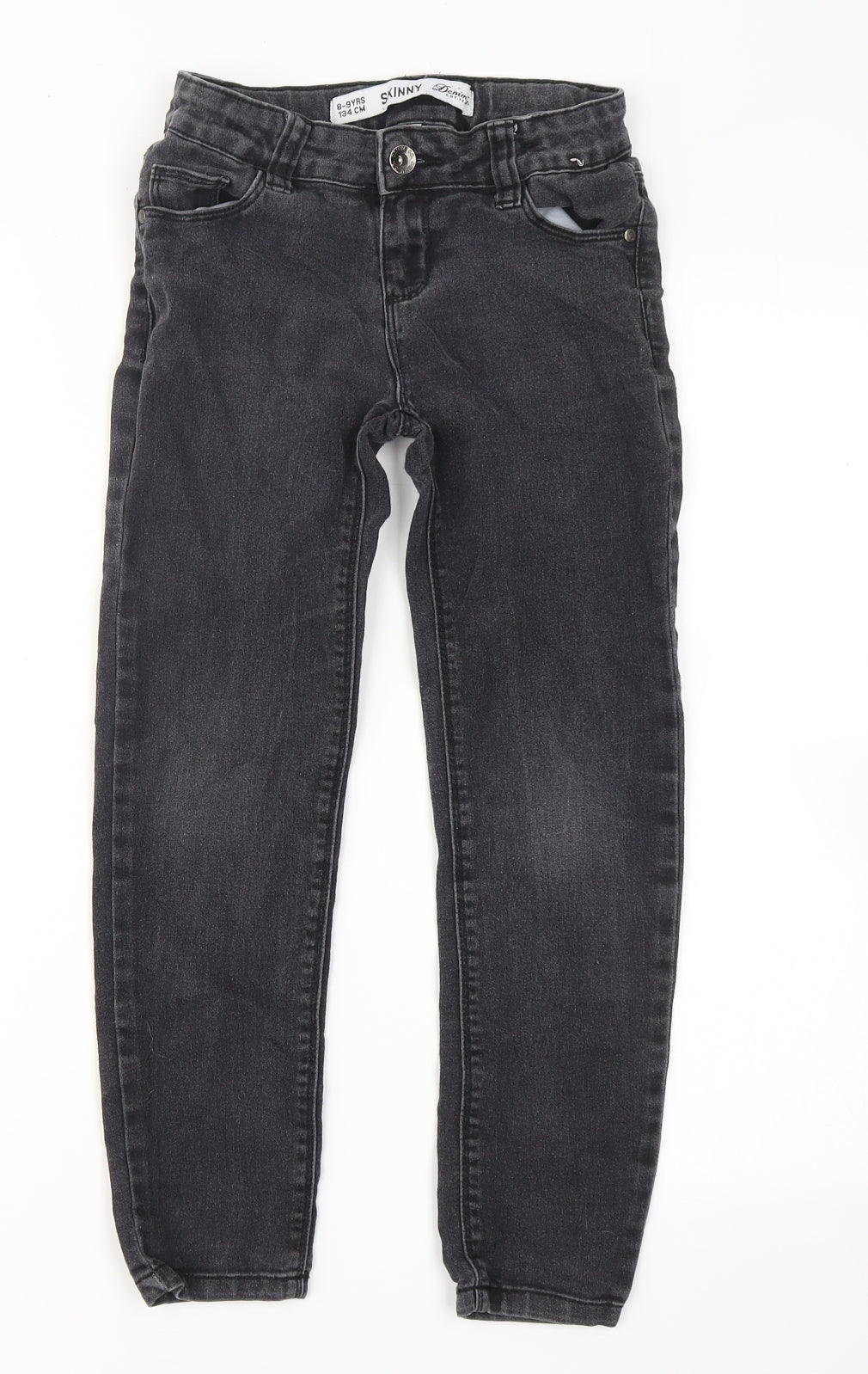Denim Co Girls Black  Cotton Skinny Jeans Size 8-9 Years  Regular Button