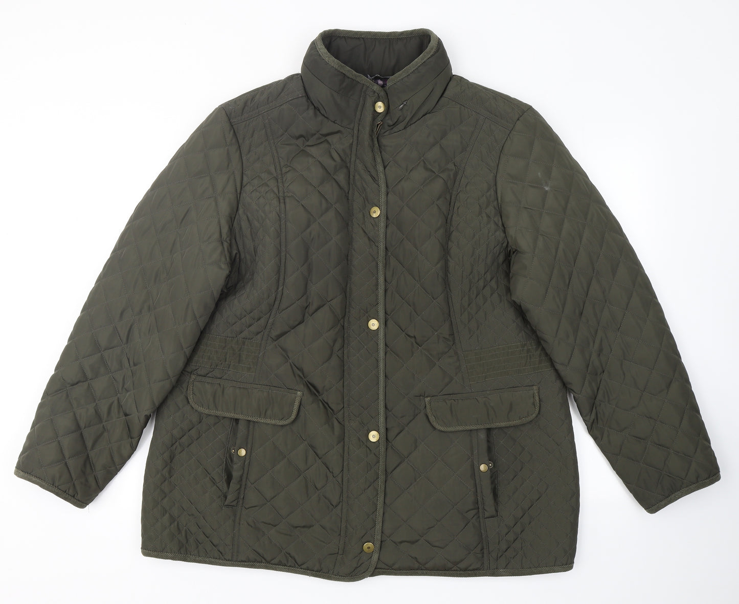 Bonmarché Womens Green Argyle/Diamond  Pea Coat Coat Size 22  Zip