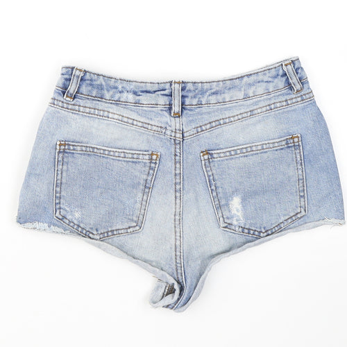 Topshop Moto Womens Blue  Cotton Hot Pants Shorts Size 26 in  Regular Button