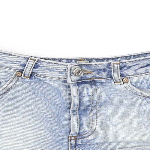 Topshop Moto Womens Blue  Cotton Hot Pants Shorts Size 26 in  Regular Button