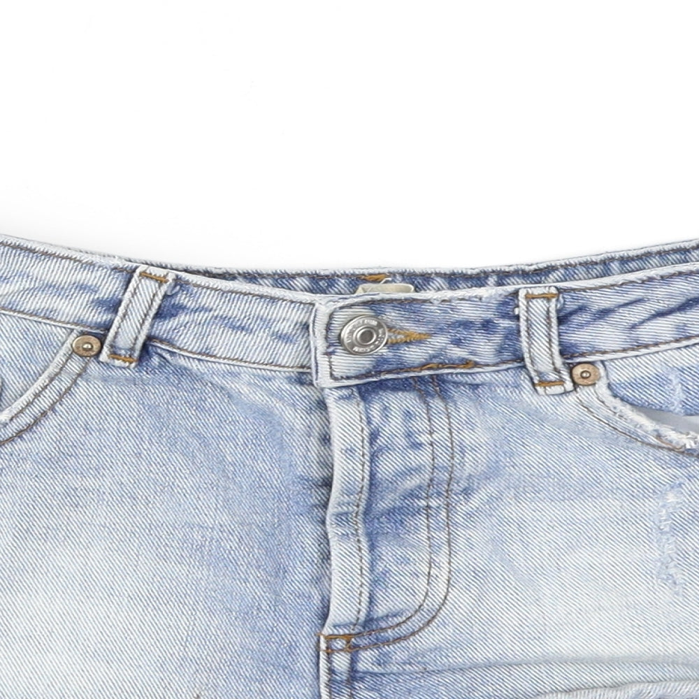 Topshop Moto Womens Blue  Cotton Hot Pants Shorts Size 26 in  Regular Button