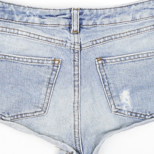 Topshop Moto Womens Blue  Cotton Hot Pants Shorts Size 26 in  Regular Button