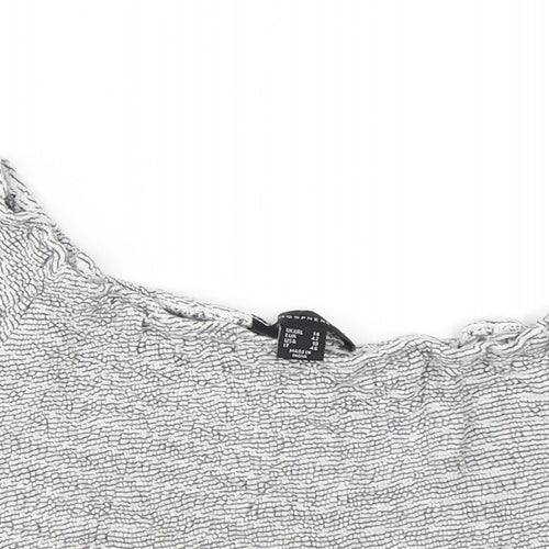 Atmosphere Womens Grey Striped Viscose Cropped T-Shirt Size 14 Off the Shoulder