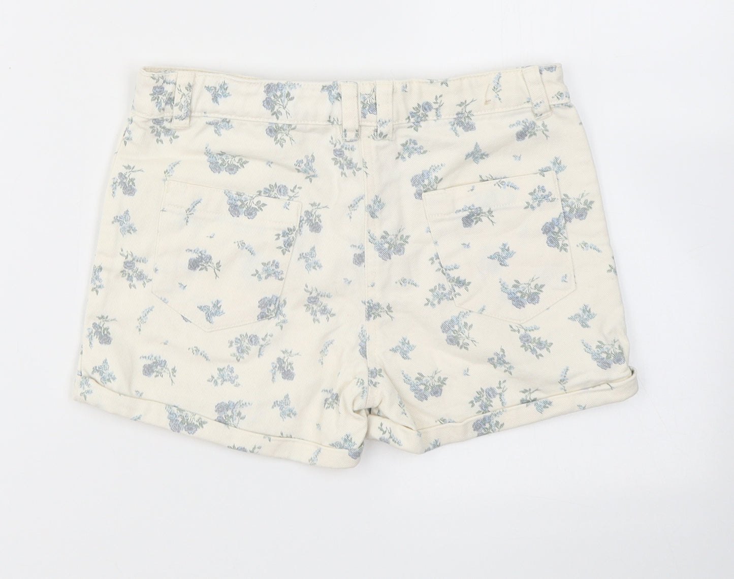 NEXT Girls Ivory Floral Cotton Mom Shorts Size 9 Years  Regular