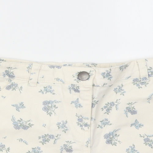 NEXT Girls Ivory Floral Cotton Mom Shorts Size 9 Years  Regular
