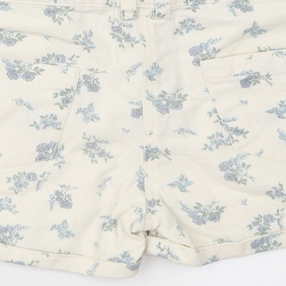 NEXT Girls Ivory Floral Cotton Mom Shorts Size 9 Years  Regular