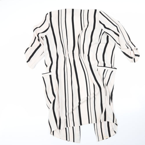 walis Womens Multicoloured Round Neck Striped Polyester Cardigan Jumper Size 12