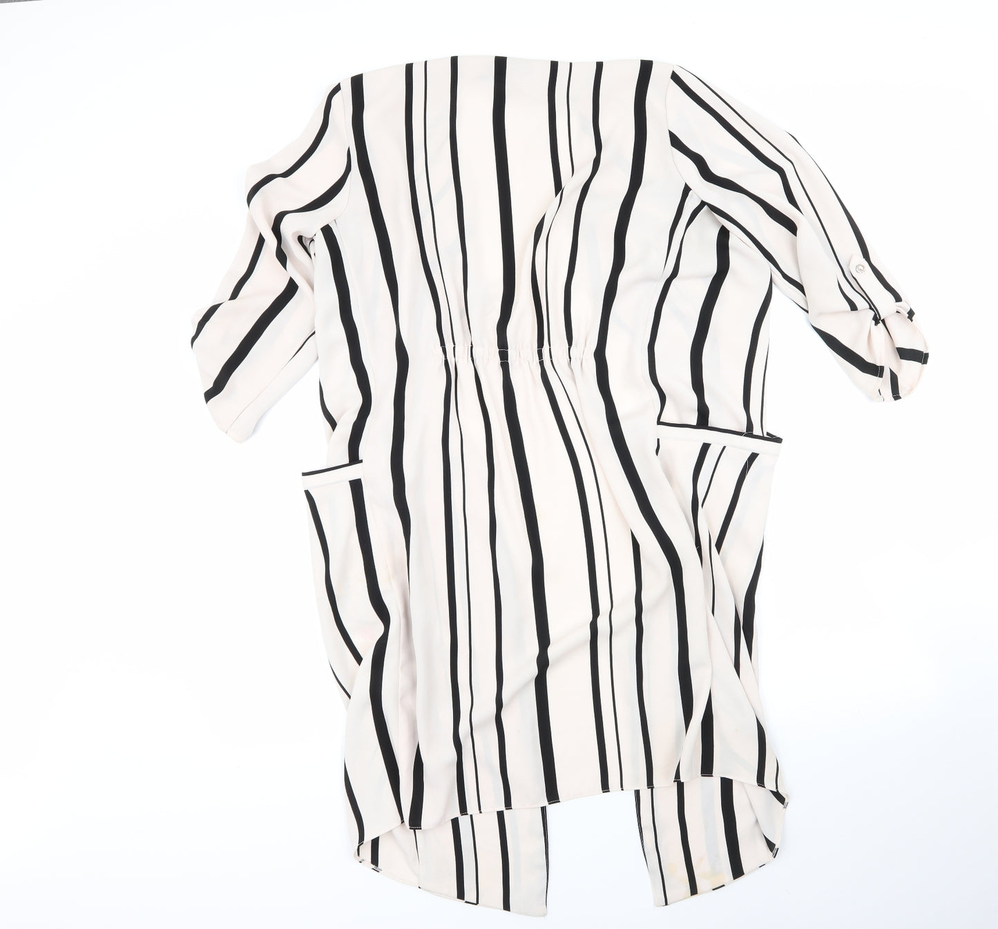 walis Womens Multicoloured Round Neck Striped Polyester Cardigan Jumper Size 12