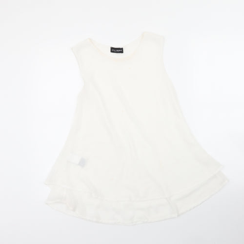 James Lakeland Womens White  Polyester Basic Blouse Size 10 Round Neck