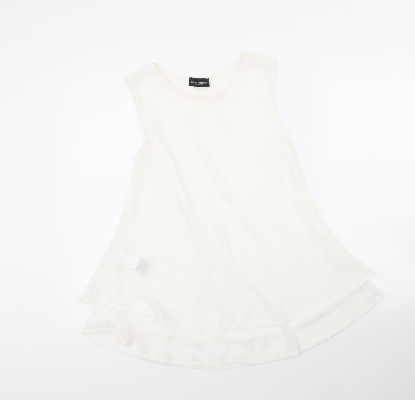 James Lakeland Womens White  Polyester Basic Blouse Size 10 Round Neck