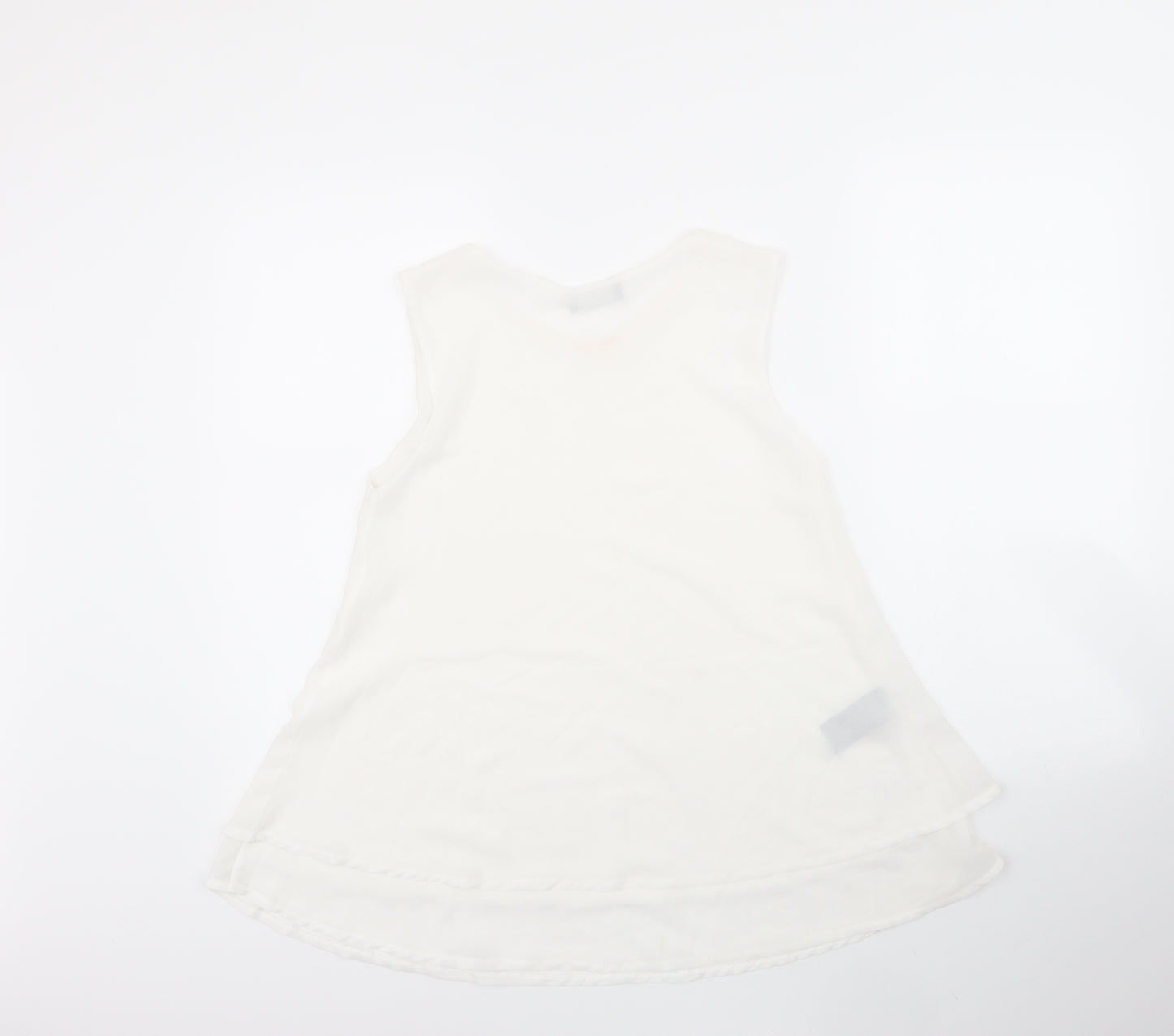 James Lakeland Womens White  Polyester Basic Blouse Size 10 Round Neck