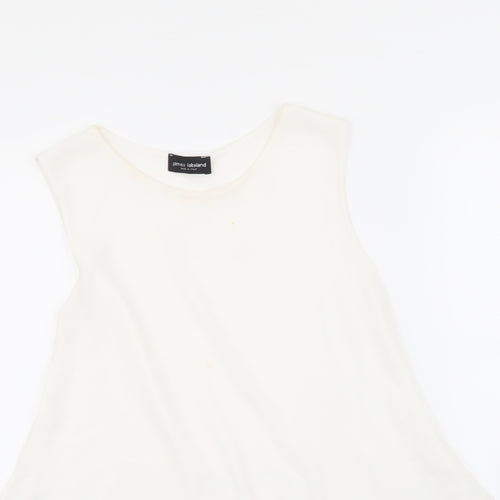 James Lakeland Womens White  Polyester Basic Blouse Size 10 Round Neck