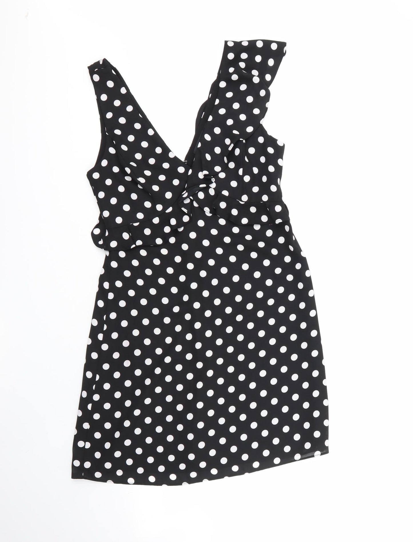 bcbgmazazrai Womens Multicoloured Polka Dot Polyester Fit & Flare  Size 4  Round Neck