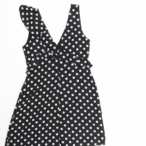 bcbgmazazrai Womens Multicoloured Polka Dot Polyester Fit & Flare  Size 4  Round Neck