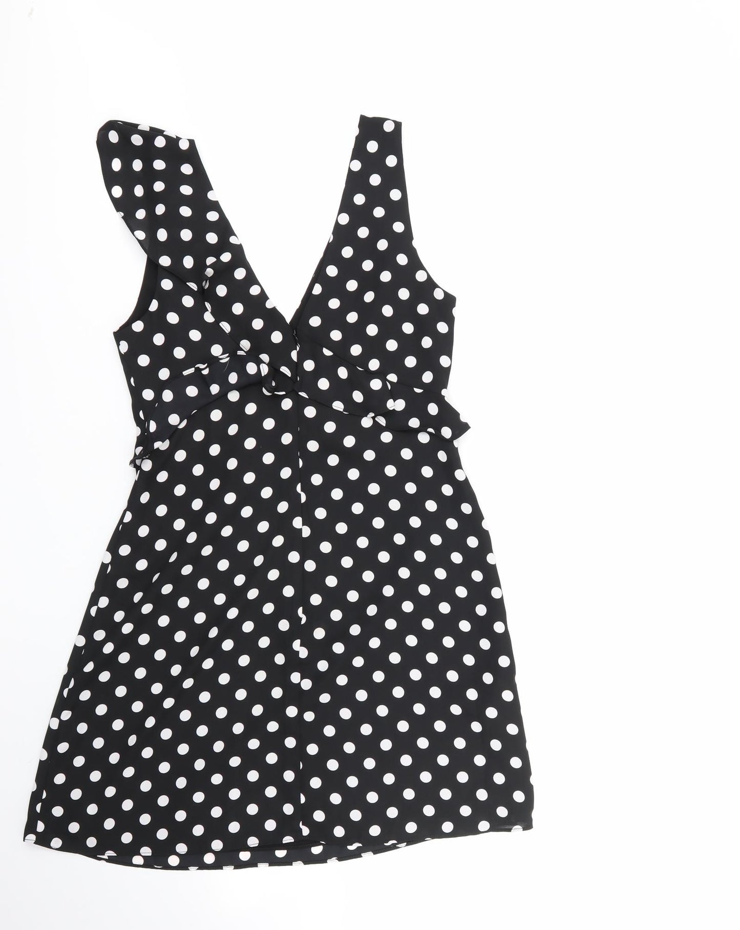 bcbgmazazrai Womens Multicoloured Polka Dot Polyester Fit & Flare  Size 4  Round Neck