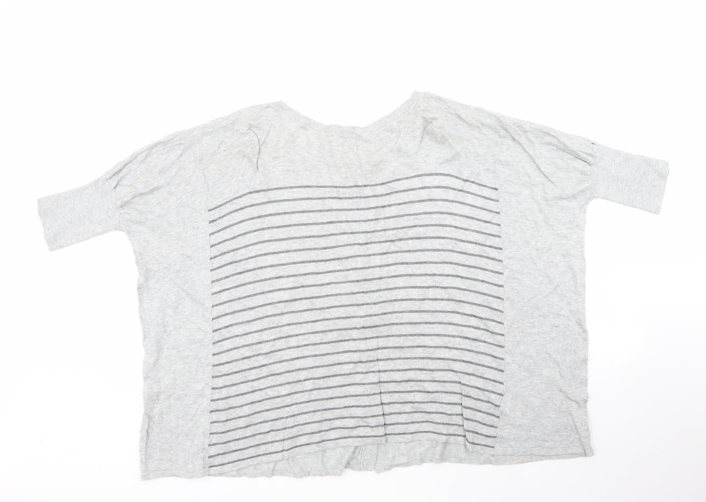 Atmosphere Womens Grey Roll Neck Striped Viscose Cardigan Jumper Size 12