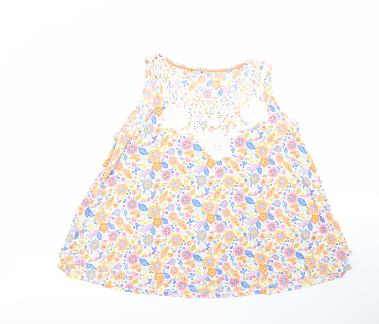 TU Womens Multicoloured Floral Polyester Basic Tank Size 22 Round Neck