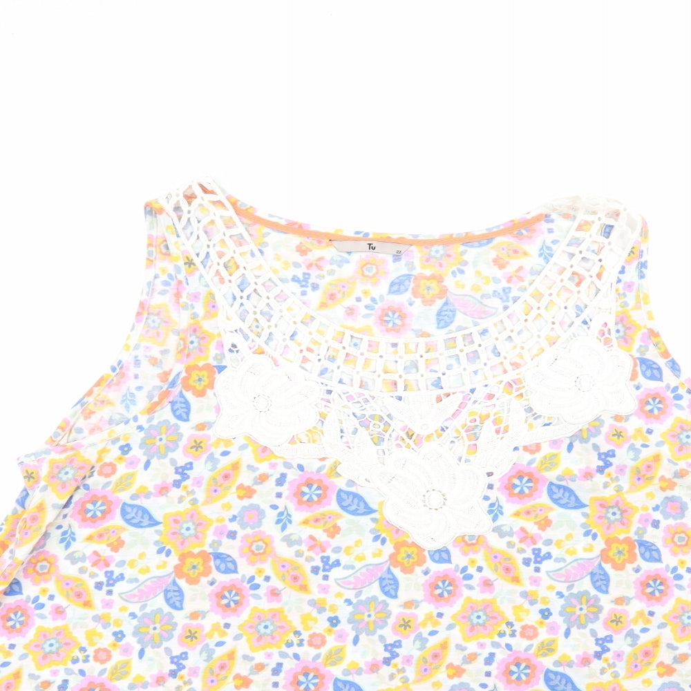TU Womens Multicoloured Floral Polyester Basic Tank Size 22 Round Neck