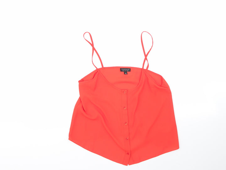 Topshop Womens Orange  Polyester Basic Blouse Size 10 Round Neck