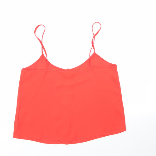 Topshop Womens Orange  Polyester Basic Blouse Size 10 Round Neck