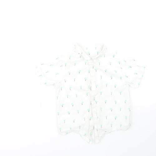Matalan Boys Multicoloured Geometric 100% Cotton Basic Button-Up Size 4-5 Years Collared  - palm trees