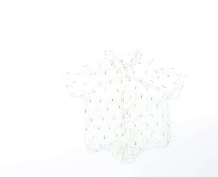 Matalan Boys Multicoloured Geometric 100% Cotton Basic Button-Up Size 4-5 Years Collared - palm trees