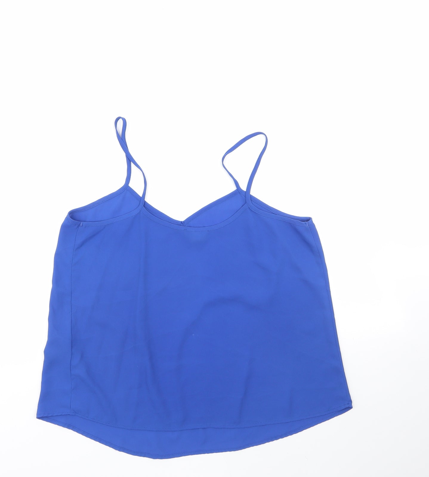 Topshop Womens Blue  Polyester Basic Blouse Size 10 Round Neck