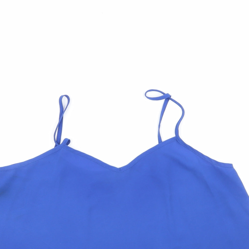 Topshop Womens Blue  Polyester Basic Blouse Size 10 Round Neck