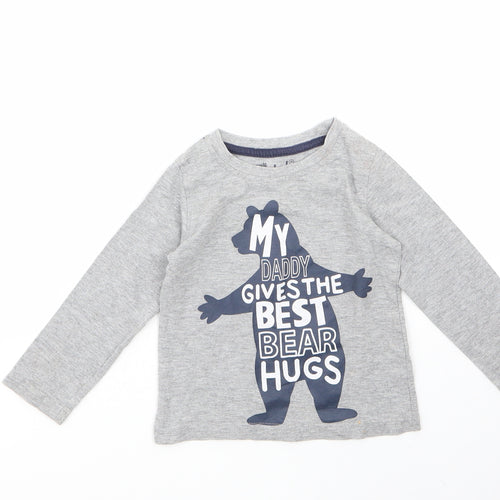Rebel Baby Grey  Cotton Basic T-Shirt Size 18-24 Months Roll Neck