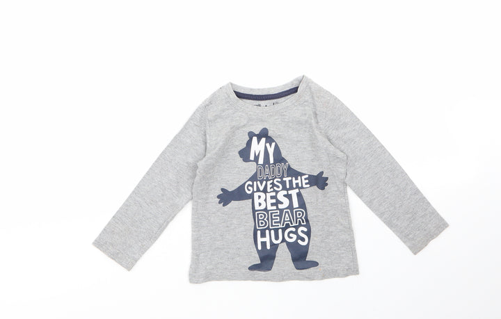 Rebel Baby Grey Cotton Basic T-Shirt Size 18-24 Months Roll Neck