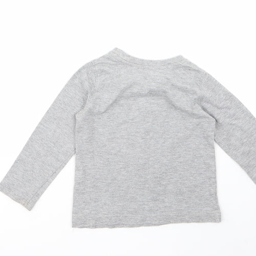 Rebel Baby Grey  Cotton Basic T-Shirt Size 18-24 Months Roll Neck