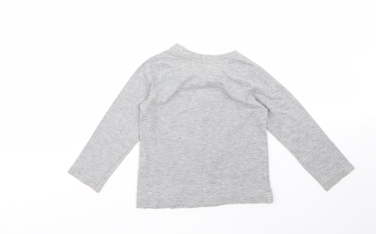 Rebel Baby Grey  Cotton Basic T-Shirt Size 18-24 Months Roll Neck