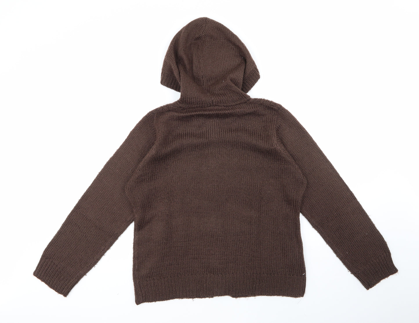 evie Womens Brown Round Neck  Acrylic Cardigan Jumper Size 18