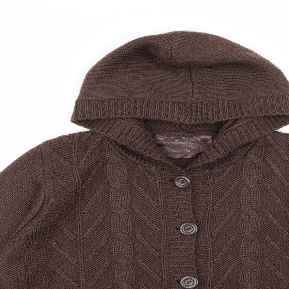 evie Womens Brown Round Neck  Acrylic Cardigan Jumper Size 18