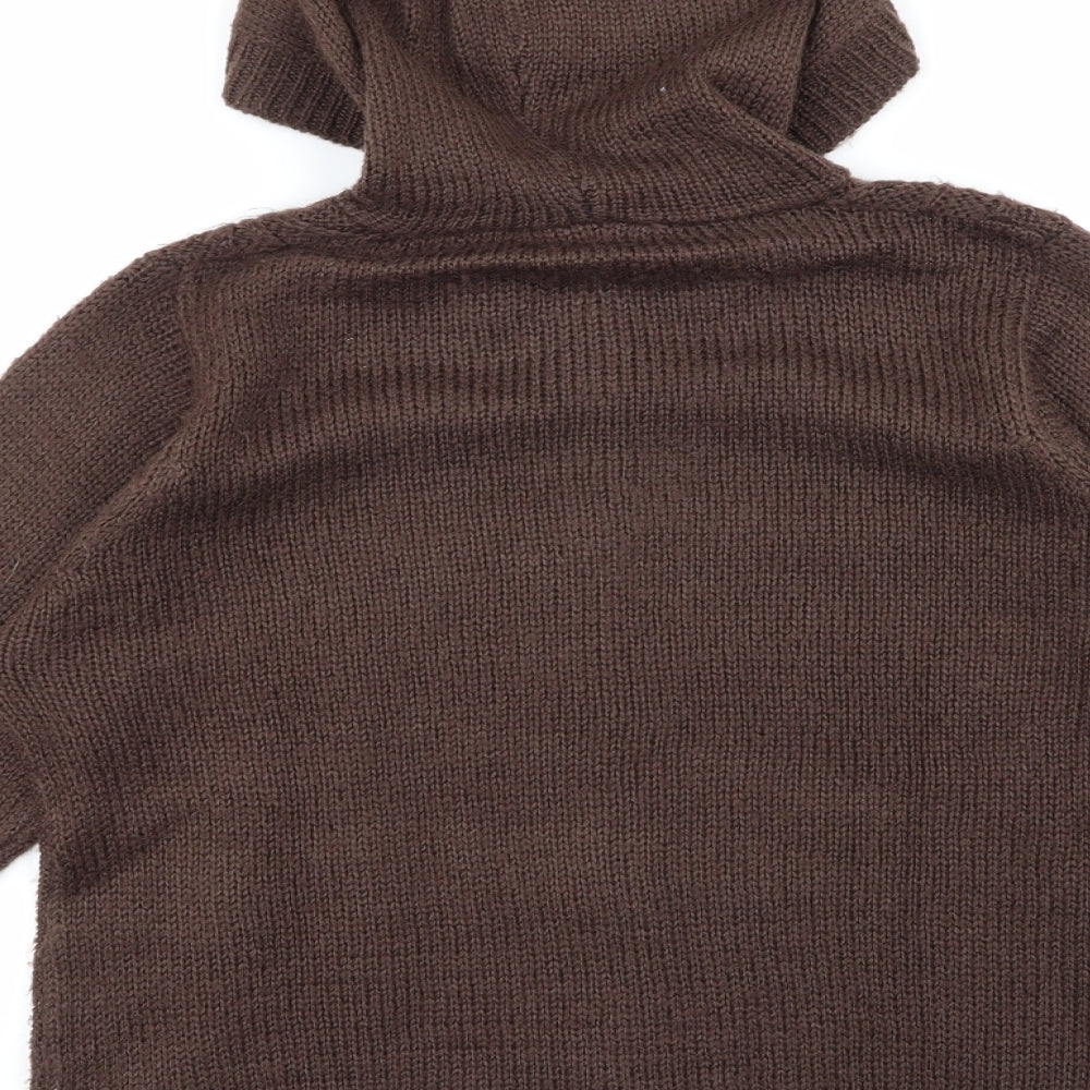 evie Womens Brown Round Neck  Acrylic Cardigan Jumper Size 18