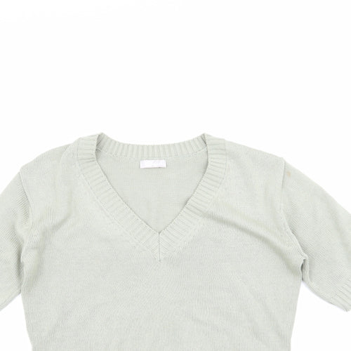 Cheer Womens Green Round Neck  Acrylic Pullover Jumper Size 14