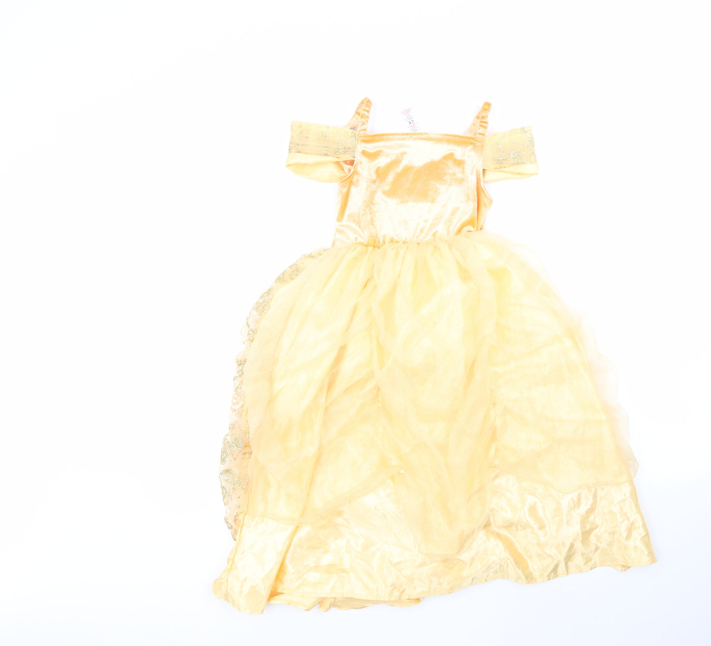 George Girls Yellow Geometric 100% Polyester Fit & Flare  Size 5-6 Years  Round Neck  - costume