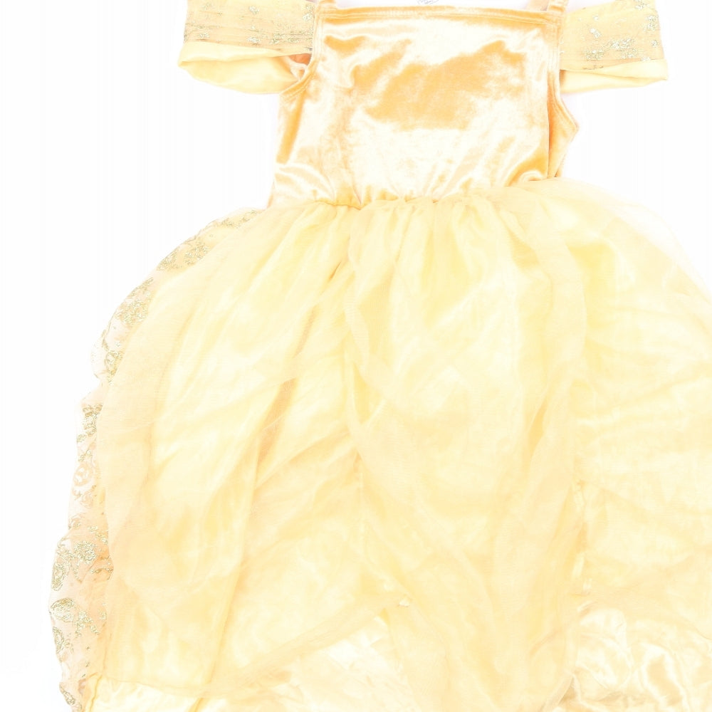 George Girls Yellow Geometric 100% Polyester Fit & Flare  Size 5-6 Years  Round Neck  - costume
