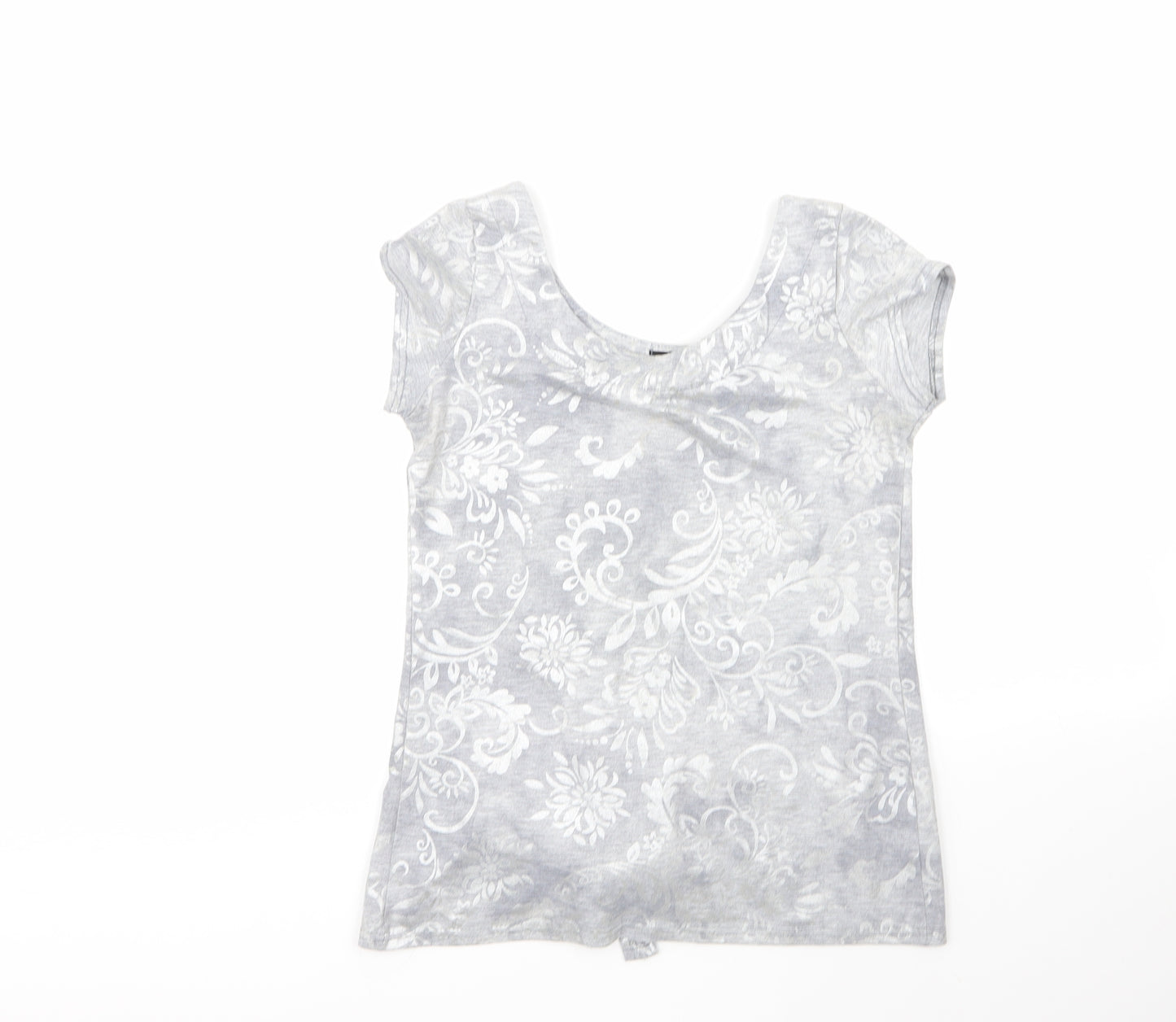 fii Womens Grey Floral Viscose Basic Blouse Size M Roll Neck