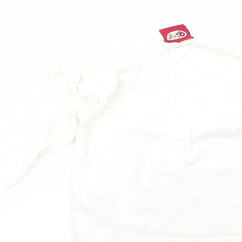 George Girls White Geometric 100% Cotton Basic T-Shirt Size 4-5 Years Round Neck