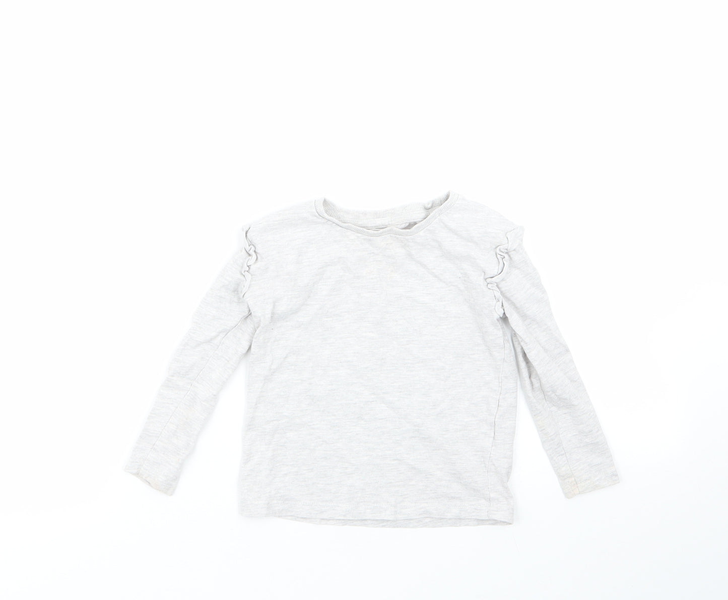 George Girls Grey  Cotton Basic T-Shirt Size 2-3 Years Round Neck